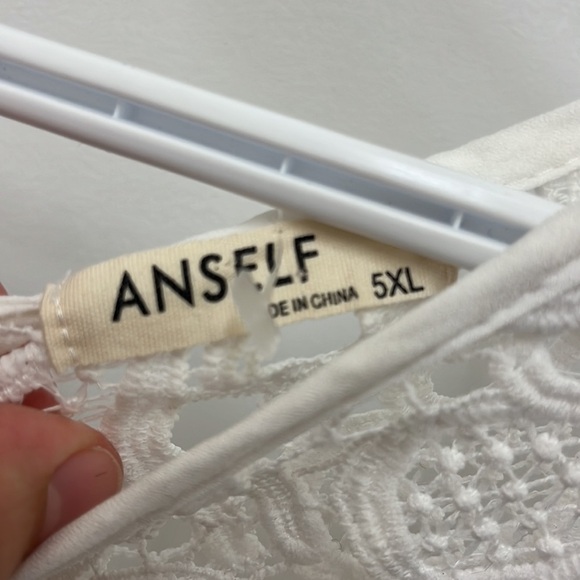 Anself White Crochet Back Zipper Sheer Panel Elbow Sleeve Draped Gown Dress 5XL - Picture 6 of 6